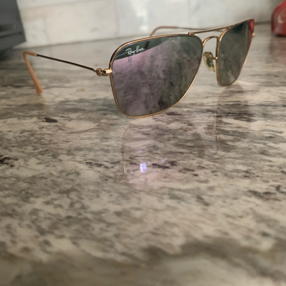 Ray-Ban Gold Frame Sunglasses with Reflective Lenses